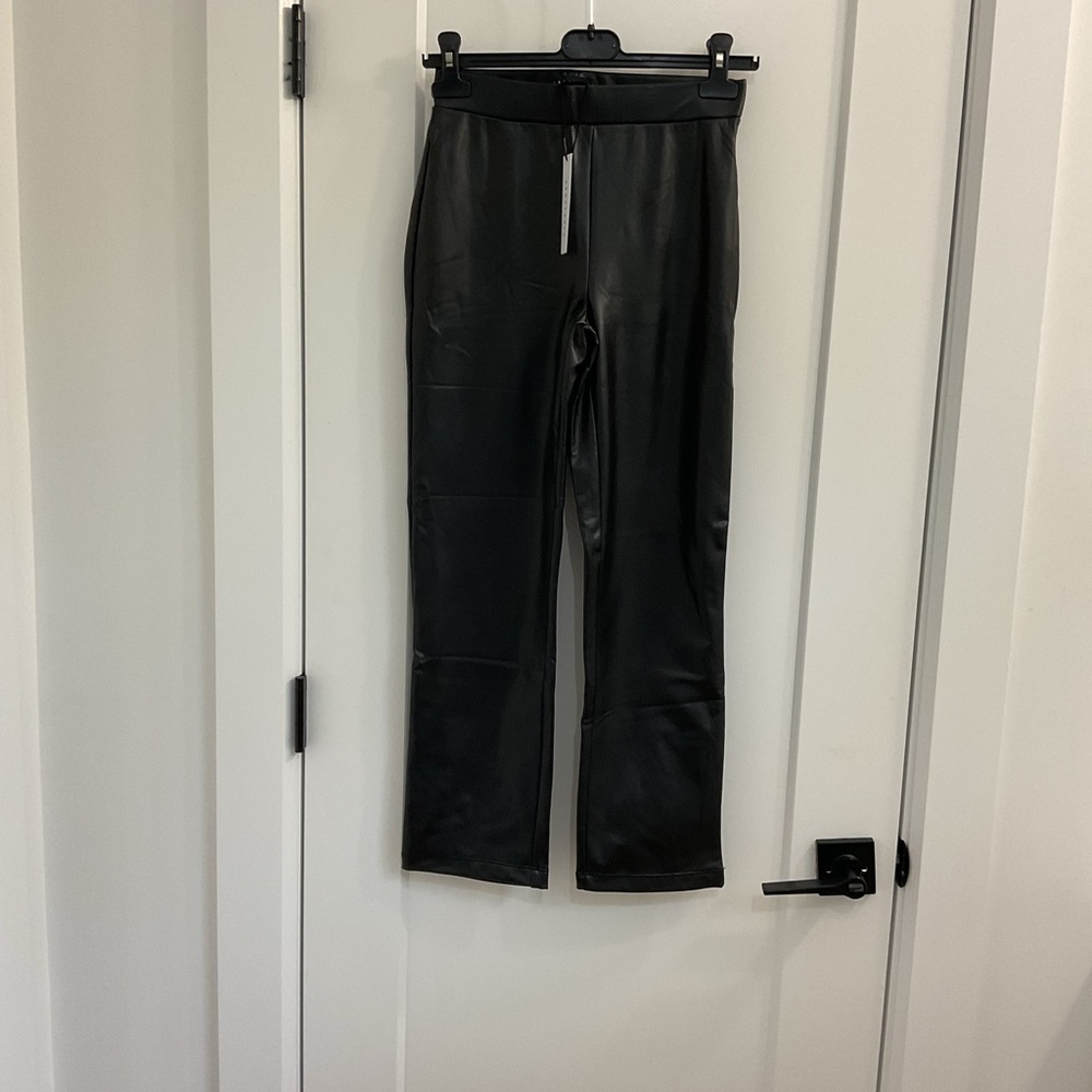 Sanctuary Black Faux Leather Pull On Flare Pants